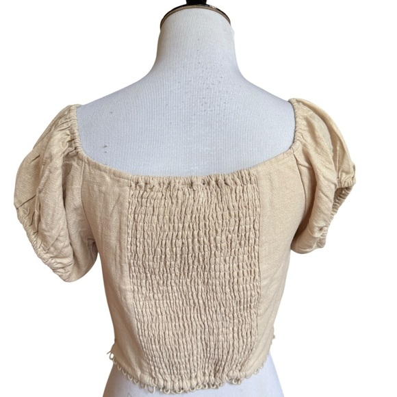 Bebe Elegant Cream Off-Shoulder Women's Top - Picture 3 of 16